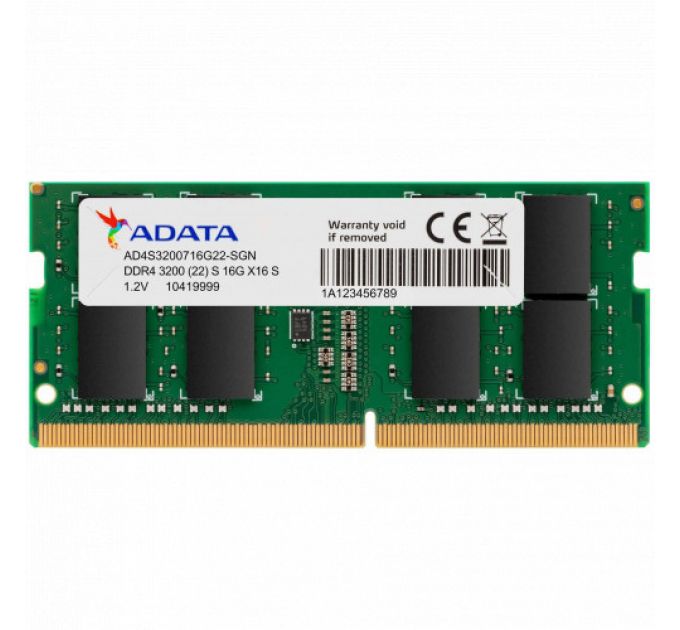 ОЗУ ADATA 8 ГБ AD4S32008G22-SGN (SO-DIMM, DDR4, 8 Гб, 3200 МГц)