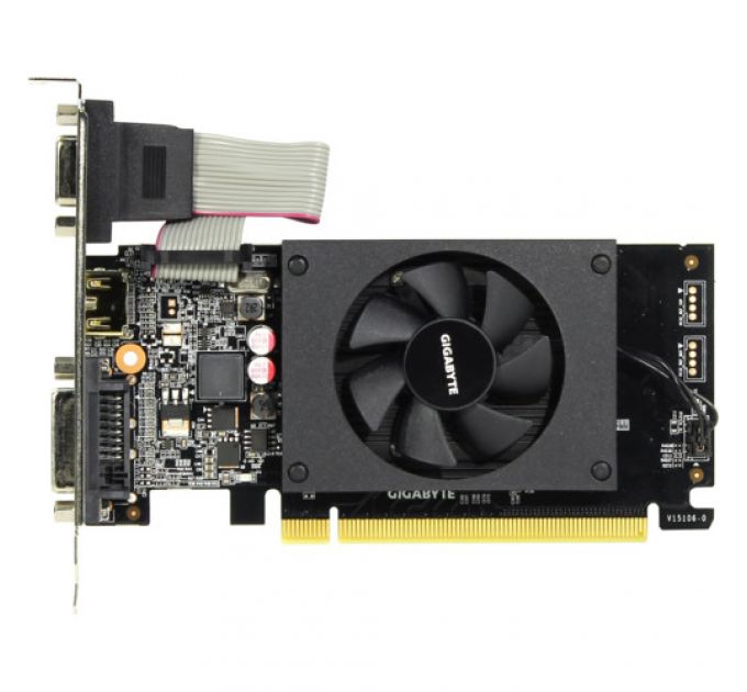 Видеокарта PCI-E GIGABYTE GeForce GT 710 GV-N710D3-2GL 2GB Low Profile GDDR3 64bit 28nm 954/1800MHz DVI(HDCP)/HDMI/VGA RTL