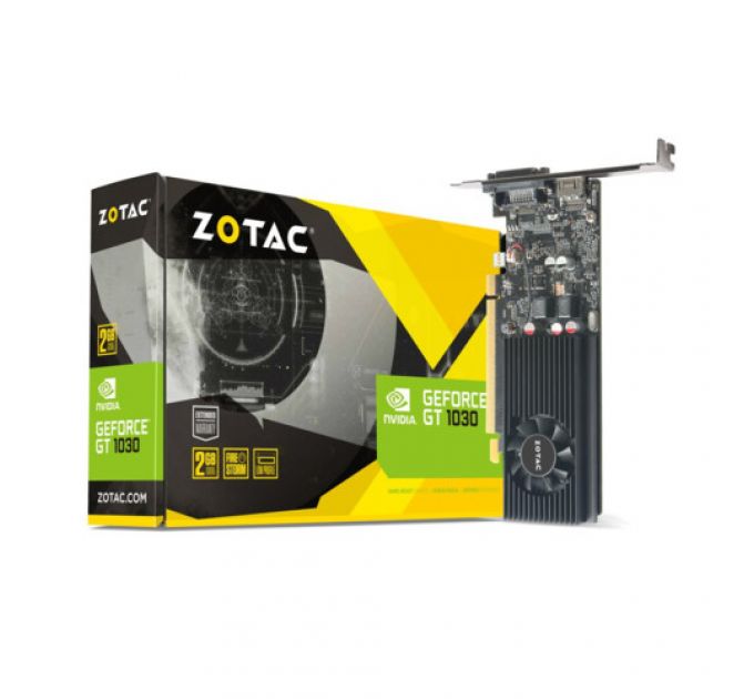 Видеокарта PCI-E Zotac GeForce GT 1030 Low Profile ZT-P10300A-10L 2GB GDDR5 64bit 16nm 1227/6008MHz DVI-D(HDCP)/HDMI RTL