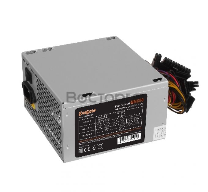 Блок питания 650W ExeGate UN650, ATX, PC, 12cm fan, 24p+4p, 6/8p PCI-E, 3*SATA, 2*IDE, FDD + кабель 220V в комплекте