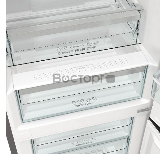 Холодильник GORENJE 185 × 60 × 59,2 см, 320 л, Климатический класс: SN, N, ST, T, A++, Total NoFrost, нерж. сталь