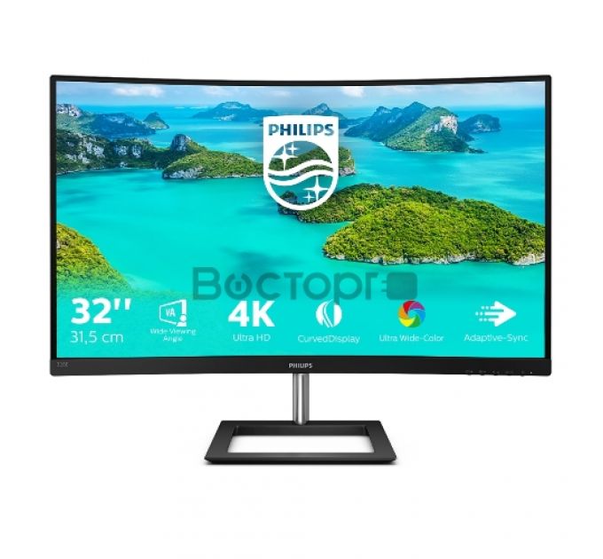 МОНИТОР 31.5" PHILIPS 328E1CA/00 Black (4K, VA, изогнутый, 3840x2160, 4 ms, 178°/178°, 250 cd/m, 2500:1, +2xHDMI 2.0, +D