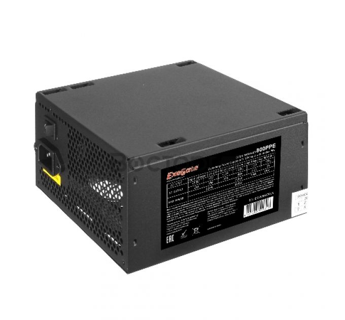 Блок питания 800W ExeGate 800PPE, ATX, PC, black, APFC, 12cm, 24p+(4+4)p, PCI-E, 3*IDE, 5*SATA, FDD + кабель 220V в комплекте