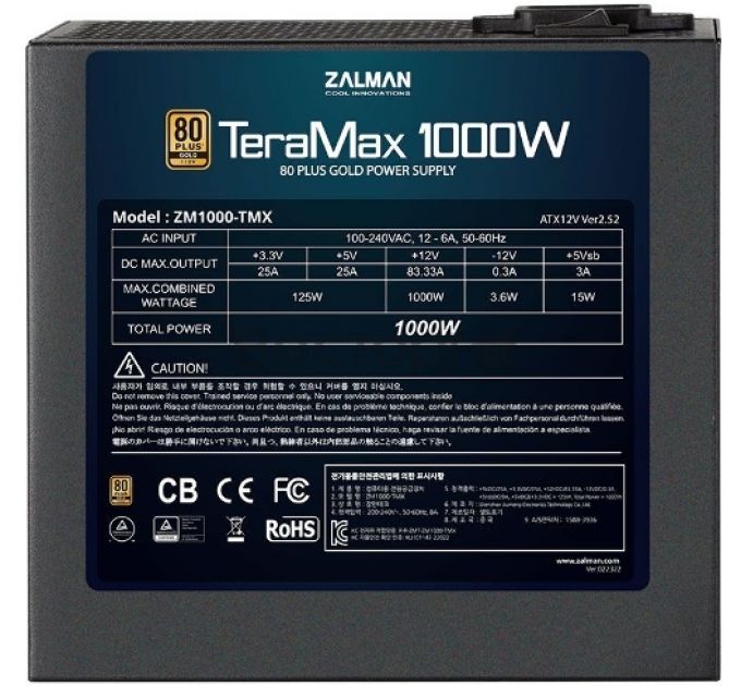 Блок питания Zalman 1000W ZM1000-TMX 80+ Gold