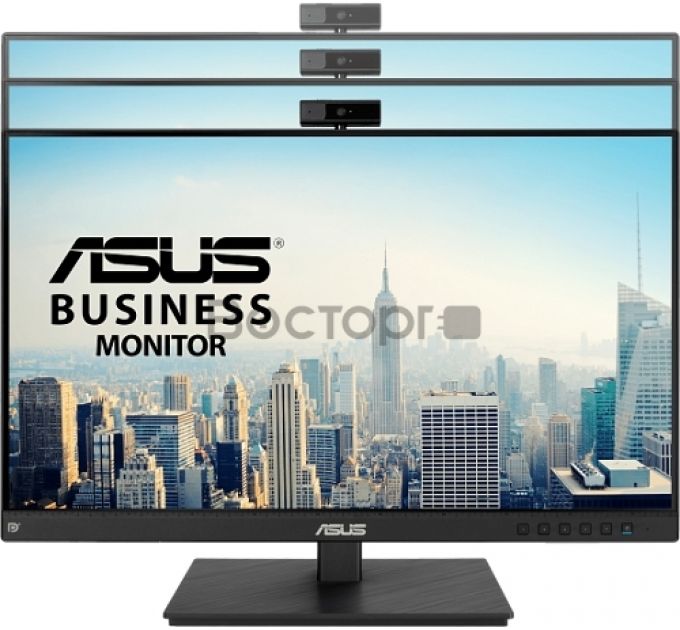 Монитор IPS для видеоконференций, ASUS BE24EQSK 23,8” FHD(1920x1080), 300 cd/㎡, 1000:1, 178°(H)/178°(V), 5ms, веб-камера FHD, D-SUB,HDMI,DP,USB, микрофонный массив, Speakers, HAS, Frameless Design, VESA 100x100mm, MiniPC Kit, black