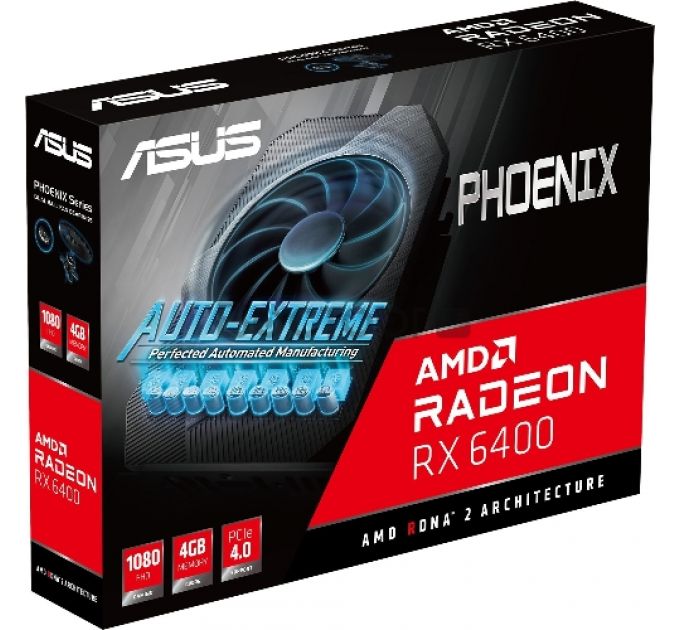 Видеокарта Asus PCI-E 4.0 PH-RX6400-4G AMD Radeon RX 6400 4096Mb 64 GDDR6 2039/16000 HDMIx1 DPx1 HDCP Ret