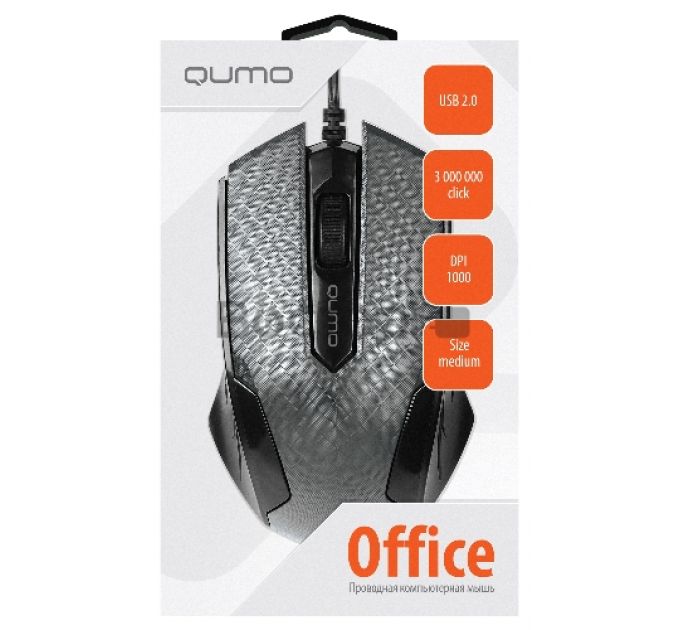 Мышь Qumo Office M14 Gray, проводная, оптическая