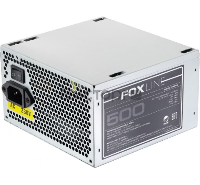 Блок питания ATX Foxline FL500S 500Вт, NOPFC, 120FAN, 3xSATA, 2xPATA, 1xFDD, 1xPCI-E, 24+4