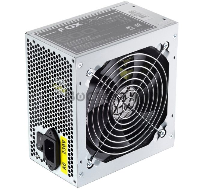 Блок питания ATX Foxline FL500S 500Вт, NOPFC, 120FAN, 3xSATA, 2xPATA, 1xFDD, 1xPCI-E, 24+4