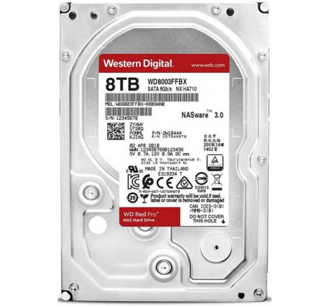 Жесткий диск 8TB SATA 6Gb/s Western Digital WD8003FFBX 3.5" WD Red Pro 7200rpm 256MB NCQ Bulk