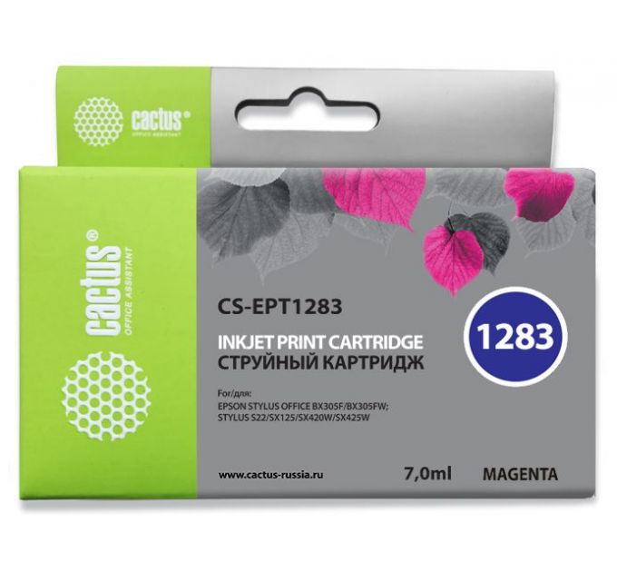 Картридж струйный Cactus CS-EPT1283 пурпурный (7мл) для Epson Stylus S22/S125/SX420/SX425/Office BX305