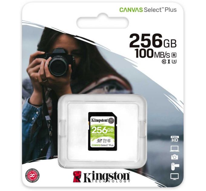 Флеш карта SDXC 256Gb Class10 Kingston SDS2/256GB Canvas Select Plus w/o adapter