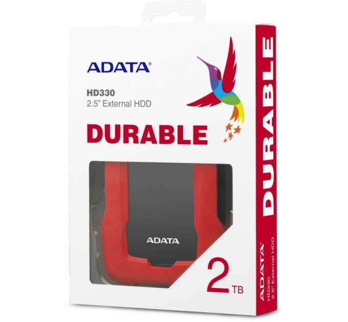 Жесткий диск A-Data USB 3.0 2Tb AHD330-2TU31-CRD HD330 DashDrive Durable 2.5; красный