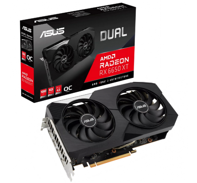 Видеокарта Asus PCI-E 4.0 8192Mb AMD Radeon RX 6650XT 128 GDDR6 DUAL-RX6650XT-O8G