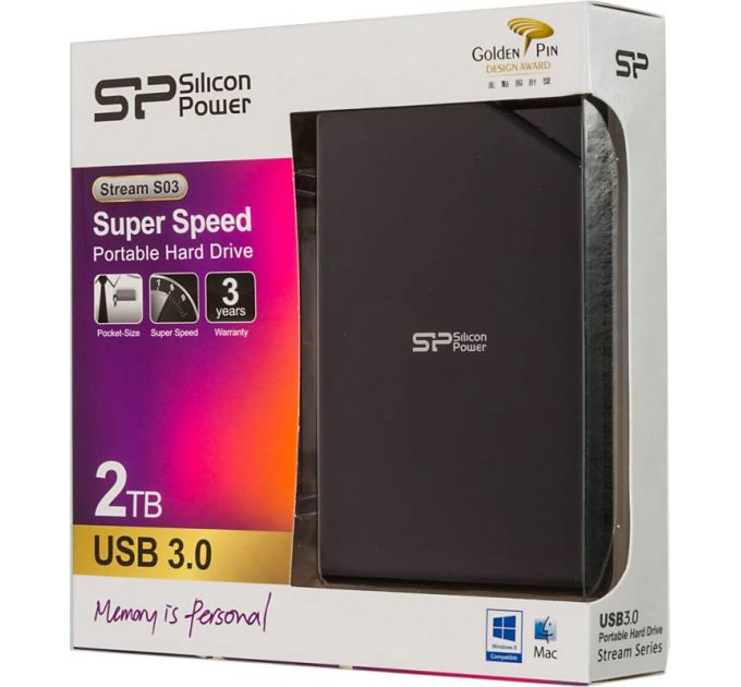 Жесткий диск Silicon Power USB 3.0 2Tb SP020TBPHDS03S3K S03 Stream 2.5; черный