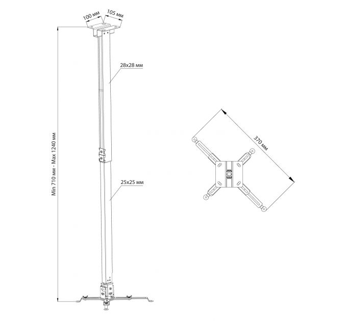 Кронштейн для проектора Cactus CS-VM-PRE03-WT белый макс.20кг настенный и потолочный поворот и наклон
