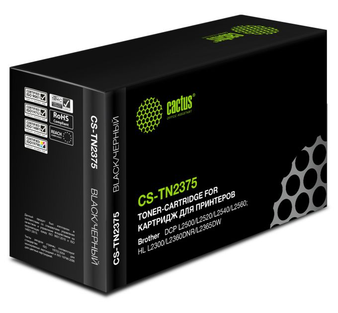 Картридж лазерный Cactus CS-TN2375 TN-2375 черный (2600стр.) для Brother DCP L2500/L2520/L2540/L2560