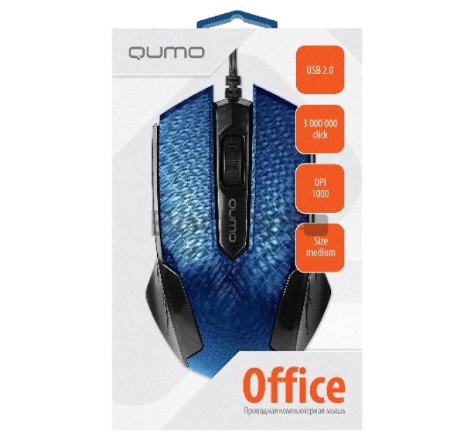 Мышь Qumo Office M14 Blue, проводная, оптическая