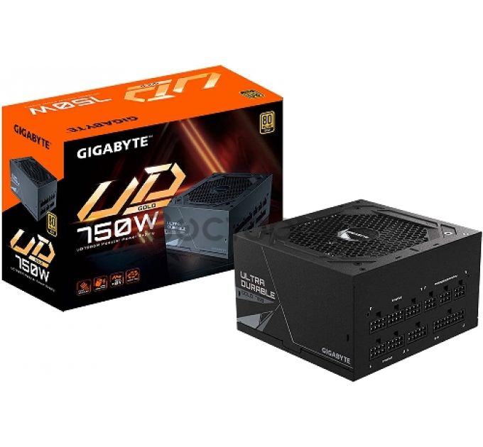 Блок питания Gigabyte ATX 750W GP-UD750GM 80+ gold 24+2x(4+4) pin APFC 120mm fan 8xSATA Cab Manag RTL