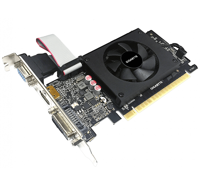 Видеокарта PCI-E GIGABYTE GeForce GT 710 GV-N710D5-2GIL 2GB GDDR5 64bit 28nm 954/5010MHz DVI-D/HDMI/D-Sub