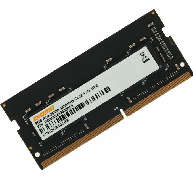 Память DDR4 8Gb 3200MHz Digma DGMAS43200008S RTL PC4-25600 CL22 SO-DIMM 260-pin 1.2В single rank