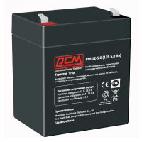 Батарея POWERCOM PM-12-5.0, напряжение 12В, емкость 5А*ч, макс. ток разряда 75А, макс. ток заряда 1.5А, свинцово-кислотная типа AGM, тип клемм T2(250)/T1(187), размеры (ДхШхВ) 90х70х101 мм., 1.6кг Powercom PM-12-5.0