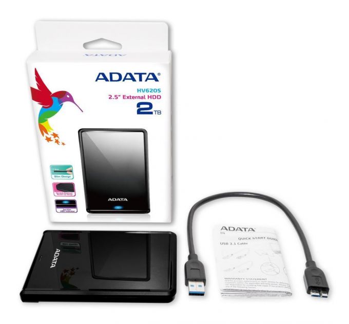 Жесткий диск USB3.1 1TB EXT. 2.5; BLACK AHV620S-1TU31-CBK ADATA
