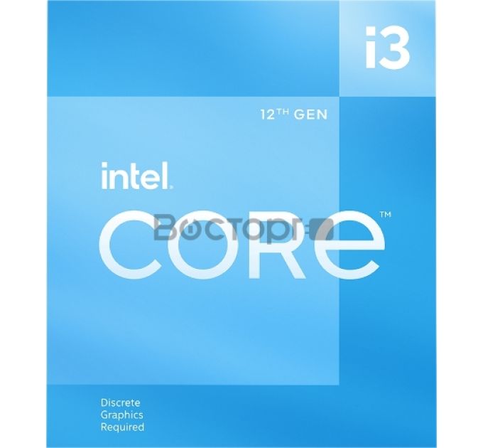 Процессор Intel Core i3-12100F LGA1700 BOX (Alder Lake, 4C/8T, 3.3/4.3GHz, 12MB, 58/89W) Cooler