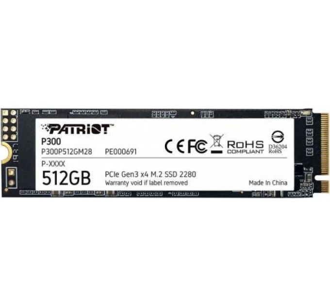 Накопитель SSD M.2 2280 Patriot P300P512GM28 P300 512GB PCI-E 3.0 x4 3D QLC 1700/1200MB/s IOPS 290K/260K