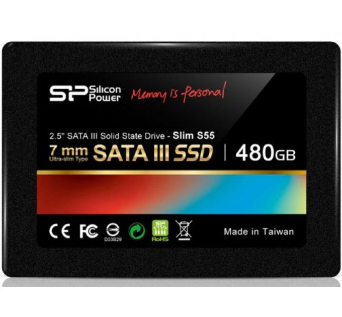 Накопитель SSD 2.5'' Silicon Power SP480GBSS3S55S25 Slim S55 480GB SATA 6Gb/s 560/530MB/s MTBF 1.5M NCQ