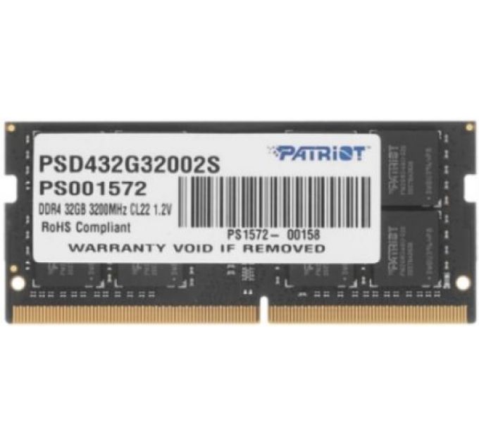 Модуль памяти SODIMM DDR4 32GB Patriot Memory PSD432G32002S Signature Line PC4-25600 3200MHz CL22 1.2V