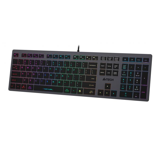 Клавиатура A4Tech Fstyler FX60 серый USB slim Multimedia LED