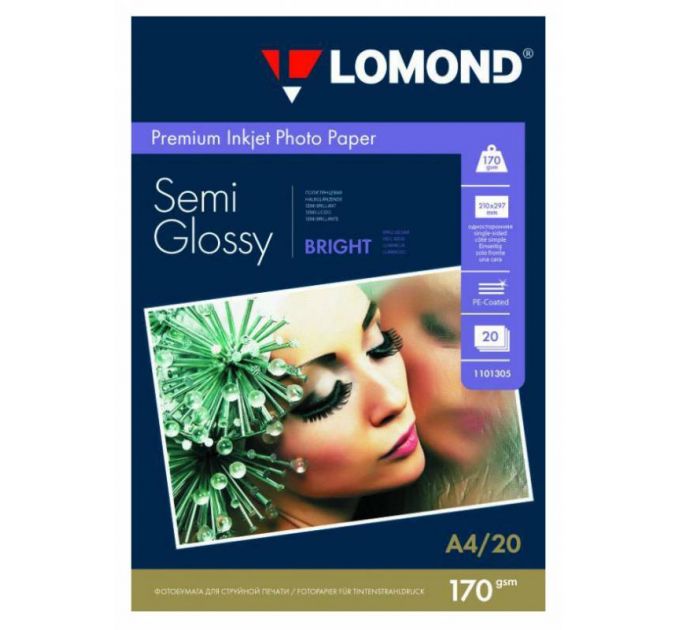 Бумага Lomond 1101305 A4/170г/м2/20л./белый полуглянцевое для струйной печати