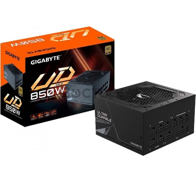 Блок питания Gigabyte ATX 850W GP-UD850GM 80+ gold 24+2x(4+4) pin APFC 120mm fan 8xSATA Cab Manag RTL