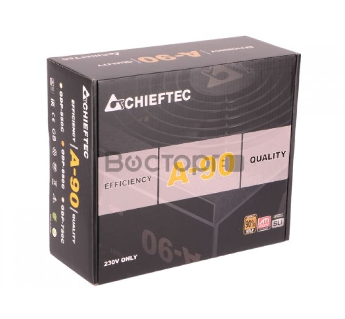 Блок питания ATX Chieftec GDP-650C 650W Cab Manag 90+ 14cm Fan APFC (20+4),4+8p, Mod 2(3xSATA), 2(2xMolex+Floppy),2(6+2), 230V Only Retail