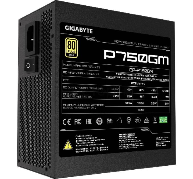 Блок питания ATX GIGABYTE GP-P750GM 750W, Active PFC, 120mm fan, 8‎0 PLUS Gold