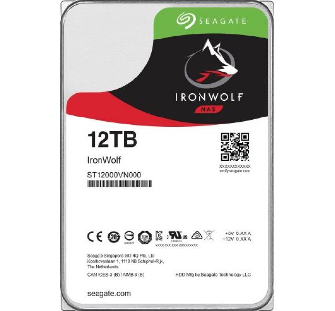 Жесткий диск 12TB SATA 6Gb/s Seagate ST12000VN0008 3.5" IronWolf NAS 7200rpm 256MB