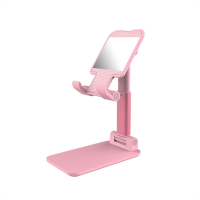 GCR Держатель настольный для смартфона или планшета, розовый с зеркалом , складной, с регулируемой высотой (GCR-53379)