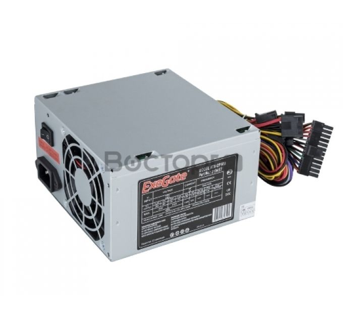 Блок питания 500W ExeGate CP500, ATX, PC, 8cm fan, 24p+4p, 3*SATA, 2*IDE, FDD + кабель 220V в комплекте
