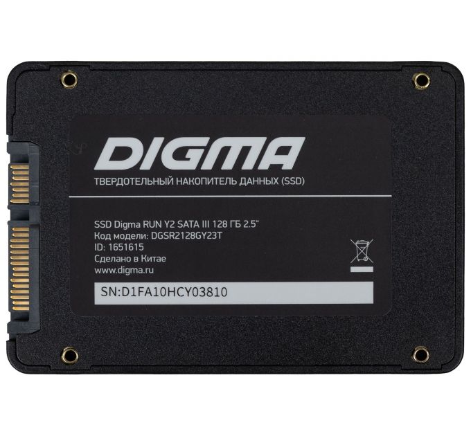 Накопитель SSD Digma SATA III 128Gb DGSR2128GY23T Run Y2 2.5;