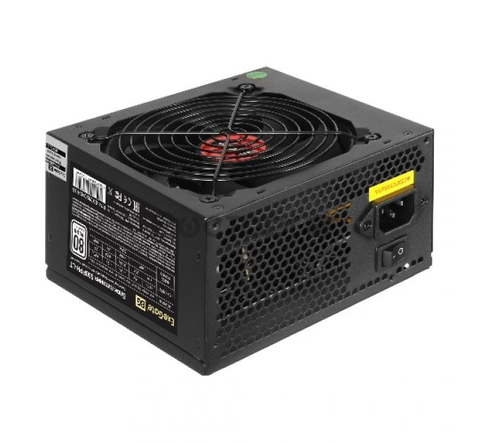 Блок питания 500W ExeGate 80 PLUS® 500PPH-LT-S-OEM (ATX, APFC, КПД 82% (80 PLUS)SC, 12cm fan, 24pin, (4+4)pin, PCIe, 5xSATA, 3xIDE, black, кабель 220V с защитой от выдергивания)