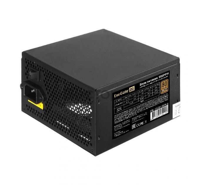 Блок питания 900W ExeGate 80 PLUS® Bronze 900PPH-OEM (ATX, APFC, SC, КПД 89% (80 PLUS Bronze), 12cm fan, 24pin, 2x(4+4)pin, 6xPCI-E, 8xSATA, 4xIDE, black, кабель 220V с защитой от выдергивания, RTL)