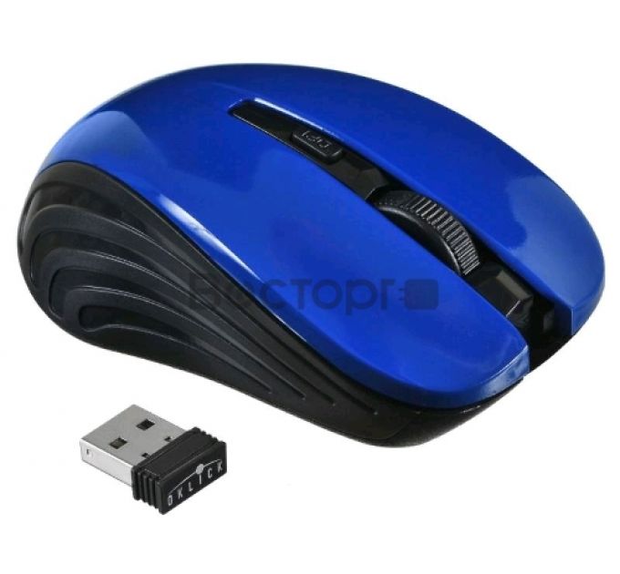 Мышь Oklick 545MW черный/синий оптическая (1600dpi) беспроводная USB (4but)