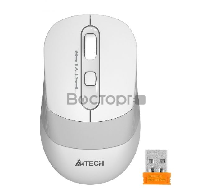 Мышь A4Tech Fstyler FG10S белый/серый оптическая (2000dpi) silent беспроводная USB (4but)