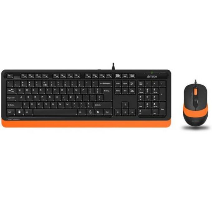 Клавиатура и мышь A4Tech F1010 ORANGE черно-оранжевые, USB