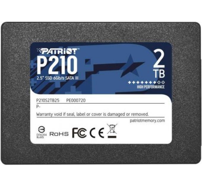 Накопитель SSD 2.5'' Patriot P210S2TB25 2.0TB, SATA3, up to 520/430Mbs, 3D TLC, 7mm