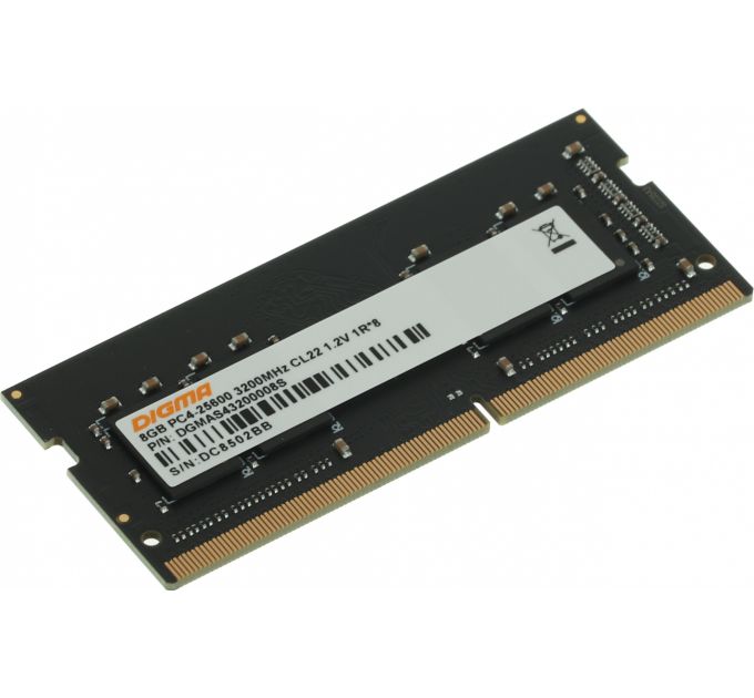 Память DDR4 8Gb 3200MHz Digma DGMAS43200008S RTL PC4-25600 CL22 SO-DIMM 260-pin 1.2В single rank