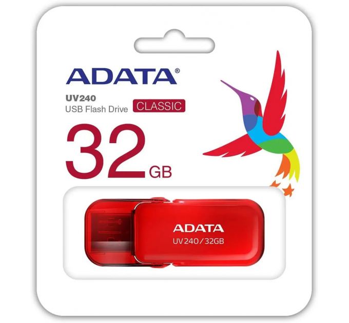 Флеш Диск A-Data 32Gb UV240 AUV240-32G-RRD USB2.0 красный