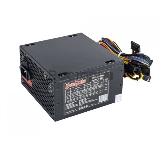 Блок питания 600W ExeGate XP600, ATX, PC, black, 12cm fan, 24p+4p, 6/8p PCI-E, 3*SATA, 2*IDE, FDD + кабель 220V в комплекте