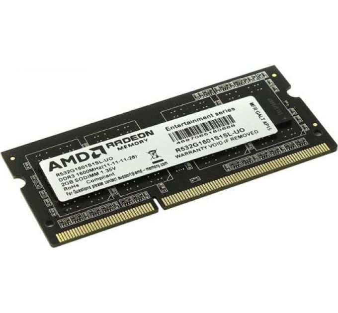 Модуль памяти DDR3 2GB AMD R532G1601S1SL-U 1600MHz black Non-ECC, CL11, 1.35V, RTL